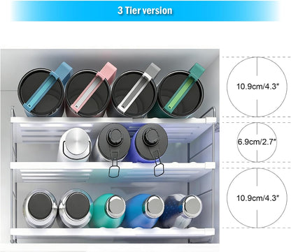 Expandable Water Bottle Organizer for Cabinet, 3 Tier Tumbler Organizer, Adjustable Bottle Holder, Kitchen Pantry Storage Rack