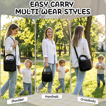 Drink Carrier Tote Bag with Handle Family Size 4 Compartment Water Bottle Holder with Adjustable Shoulder Strap & Removable Dividers Multiple Tumbler Caddy for Car,Delivery,Family Outings