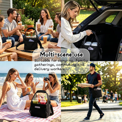 Drink Carrier Tote Bag with Handle Family Size 4 Compartment Water Bottle Holder with Adjustable Shoulder Strap & Removable Dividers Multiple Tumbler Caddy for Car,Delivery,Family Outings