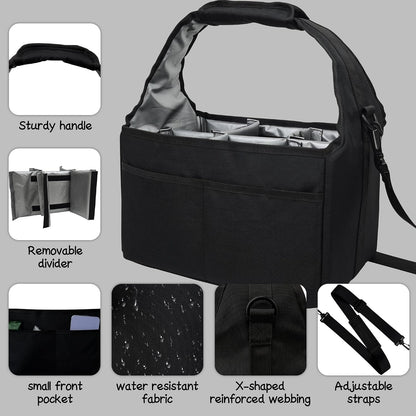 Drink Carrier Tote Bag with Handle Family Size 4 Compartment Water Bottle Holder with Adjustable Shoulder Strap & Removable Dividers Multiple Tumbler Caddy for Car,Delivery,Family Outings