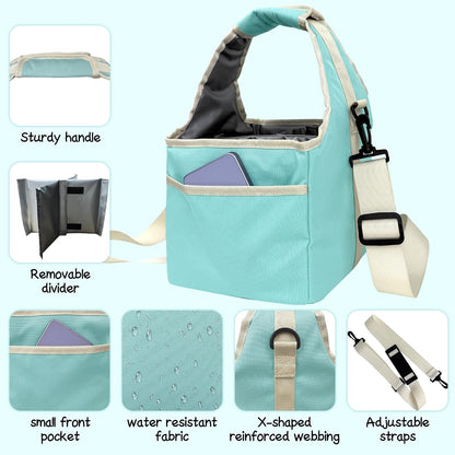 Drink Carrier Tote Bag with Handle Family Size 4 Compartment Water Bottle Holder with Adjustable Shoulder Strap & Removable Dividers Multiple Tumbler Caddy for Car,Delivery,Family Outings