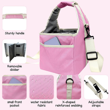Drink Carrier Tote Bag with Handle Family Size 4 Compartment Water Bottle Holder with Adjustable Shoulder Strap & Removable Dividers Multiple Tumbler Caddy for Car,Delivery,Family Outings