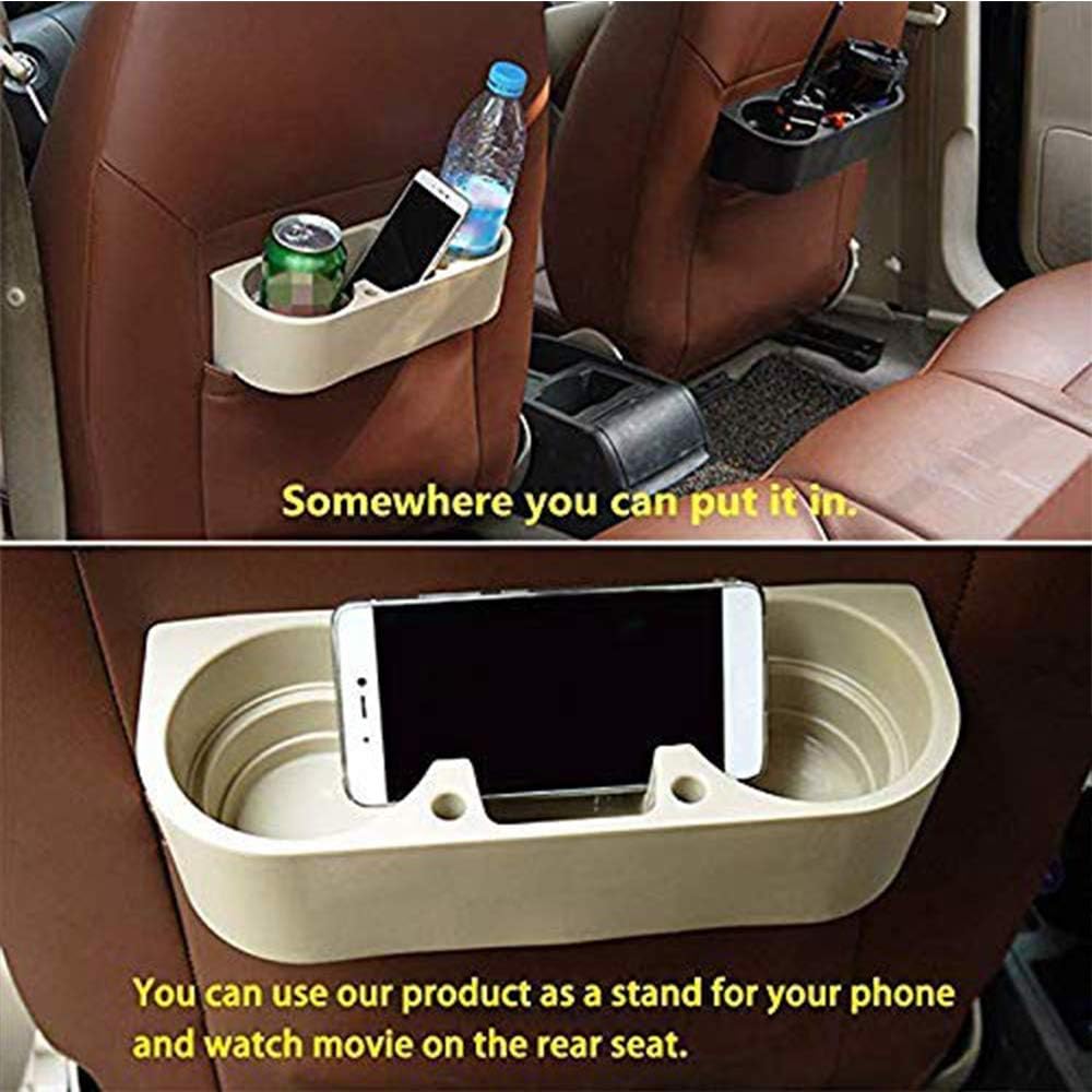 Cup Holder Portable Multifunction Vehicle Seat Cup Cell Phone Drinks Holder Box Car Interior Organizer (Black)