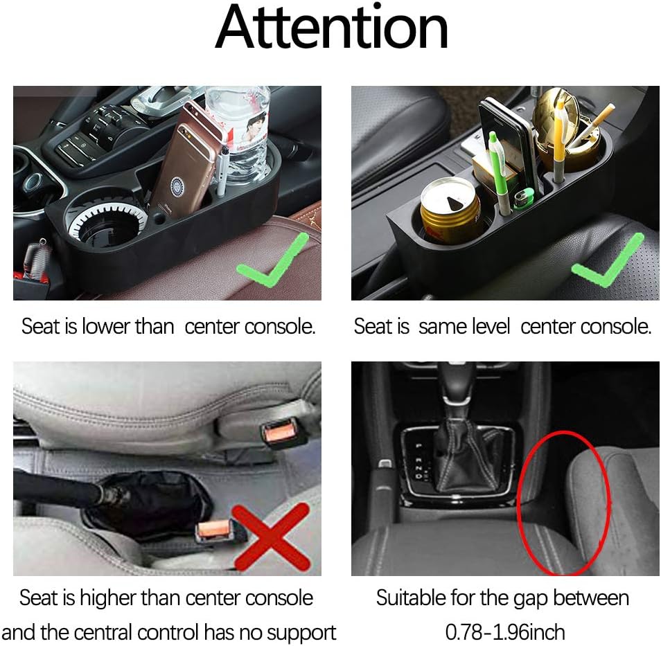 Cup Holder Portable Multifunction Vehicle Seat Cup Cell Phone Drinks Holder Box Car Interior Organizer (Black)