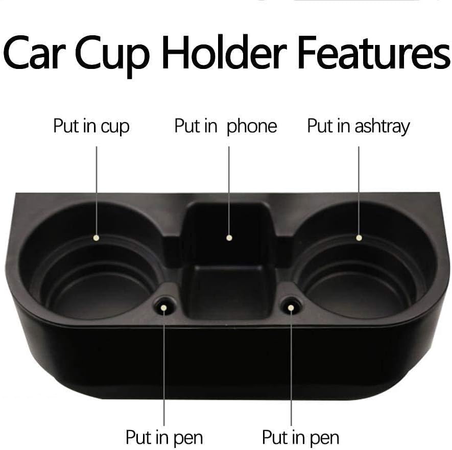 Cup Holder Portable Multifunction Vehicle Seat Cup Cell Phone Drinks Holder Box Car Interior Organizer (Black)