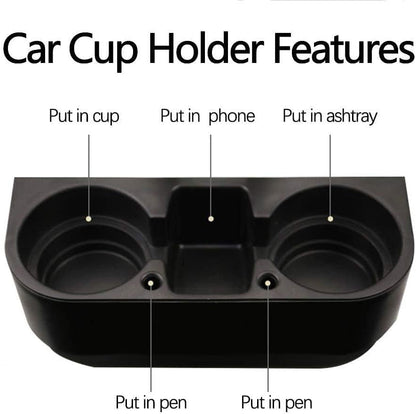 Cup Holder Portable Multifunction Vehicle Seat Cup Cell Phone Drinks Holder Box Car Interior Organizer (Black)