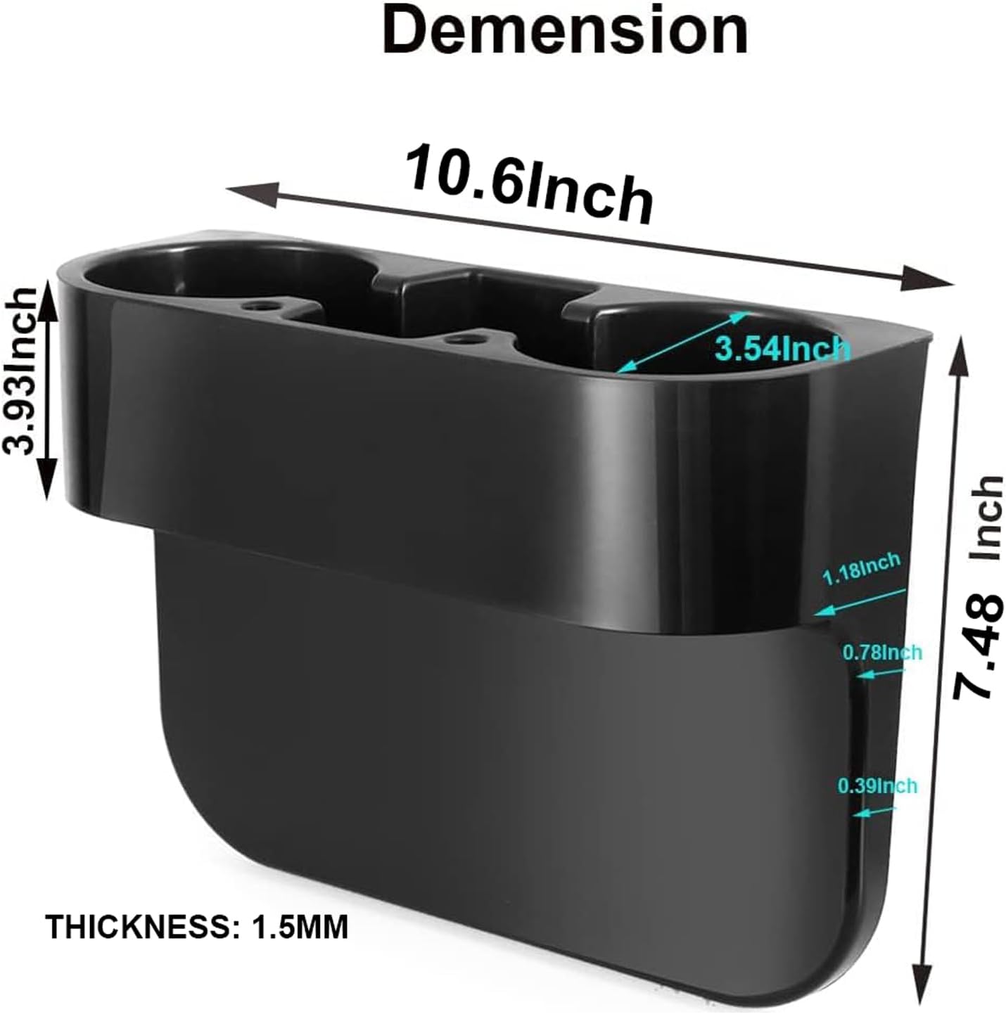 Cup Holder Portable Multifunction Vehicle Seat Cup Cell Phone Drinks Holder Box Car Interior Organizer (Black)