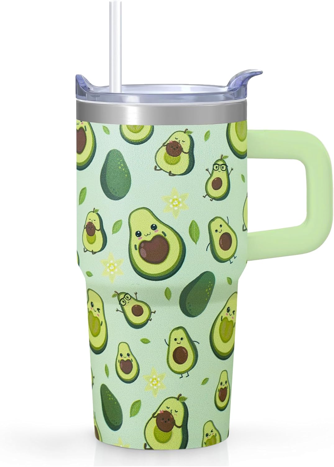 20oz Elegant Tulip Floral Insulated Tumbler with Handle, Premium Stainless Steel Water Bottle with Rotating Lid Straw, Romantic Garden Gift for Women Girls Birthday Christmas Back to School