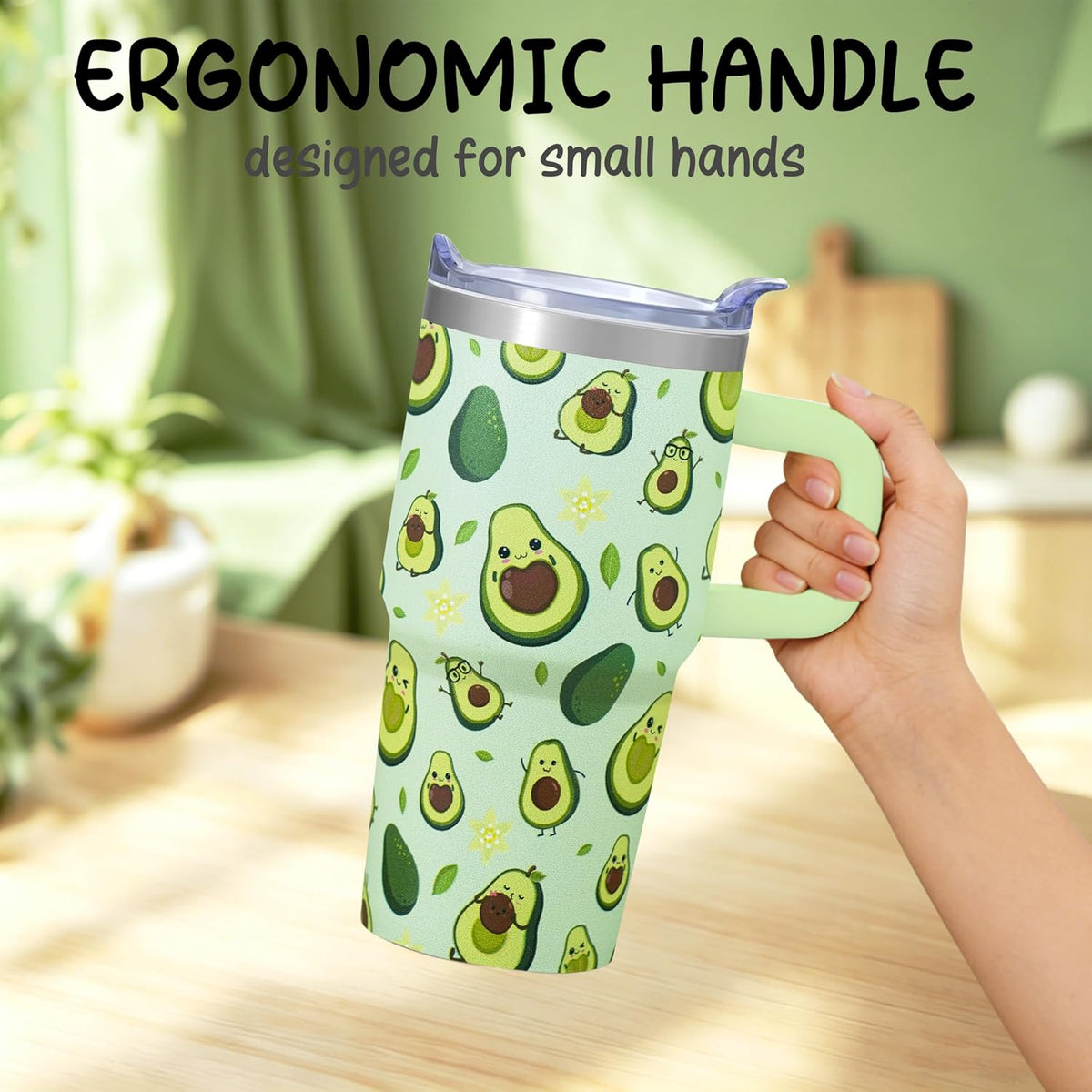 20oz Elegant Tulip Floral Insulated Tumbler with Handle, Premium Stainless Steel Water Bottle with Rotating Lid Straw, Romantic Garden Gift for Women Girls Birthday Christmas Back to School