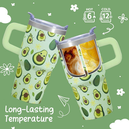 20oz Elegant Tulip Floral Insulated Tumbler with Handle, Premium Stainless Steel Water Bottle with Rotating Lid Straw, Romantic Garden Gift for Women Girls Birthday Christmas Back to School