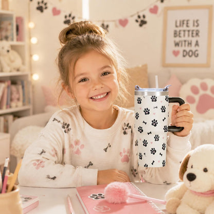 20oz Elegant Tulip Floral Insulated Tumbler with Handle, Premium Stainless Steel Water Bottle with Rotating Lid Straw, Romantic Garden Gift for Women Girls Birthday Christmas Back to School