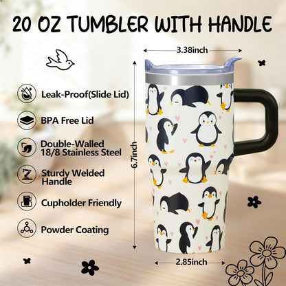 20oz Elegant Tulip Floral Insulated Tumbler with Handle, Premium Stainless Steel Water Bottle with Rotating Lid Straw, Romantic Garden Gift for Women Girls Birthday Christmas Back to School