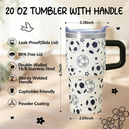 20oz Elegant Tulip Floral Insulated Tumbler with Handle, Premium Stainless Steel Water Bottle with Rotating Lid Straw, Romantic Garden Gift for Women Girls Birthday Christmas Back to School