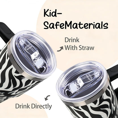 20oz Elegant Tulip Floral Insulated Tumbler with Handle, Premium Stainless Steel Water Bottle with Rotating Lid Straw, Romantic Garden Gift for Women Girls Birthday Christmas Back to School