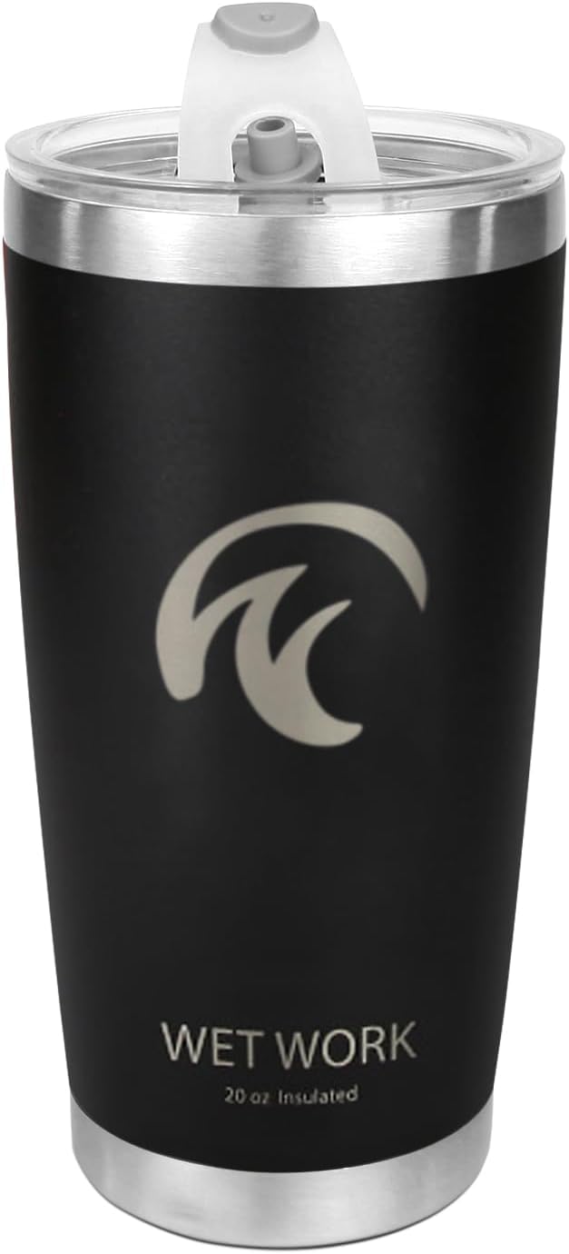 Double Wall Tumbler 20 oz Made from Durable Stainless Steel for Hot and Cold Drinks - Insulated Travel Mug for Coffee Tea Wine with Leak Proof Lid for Travel Hiking Camping Gifts - Blue