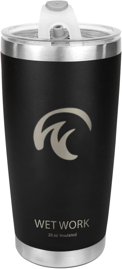 Double Wall Tumbler 20 oz Made from Durable Stainless Steel for Hot and Cold Drinks - Insulated Travel Mug for Coffee Tea Wine with Leak Proof Lid for Travel Hiking Camping Gifts - Blue
