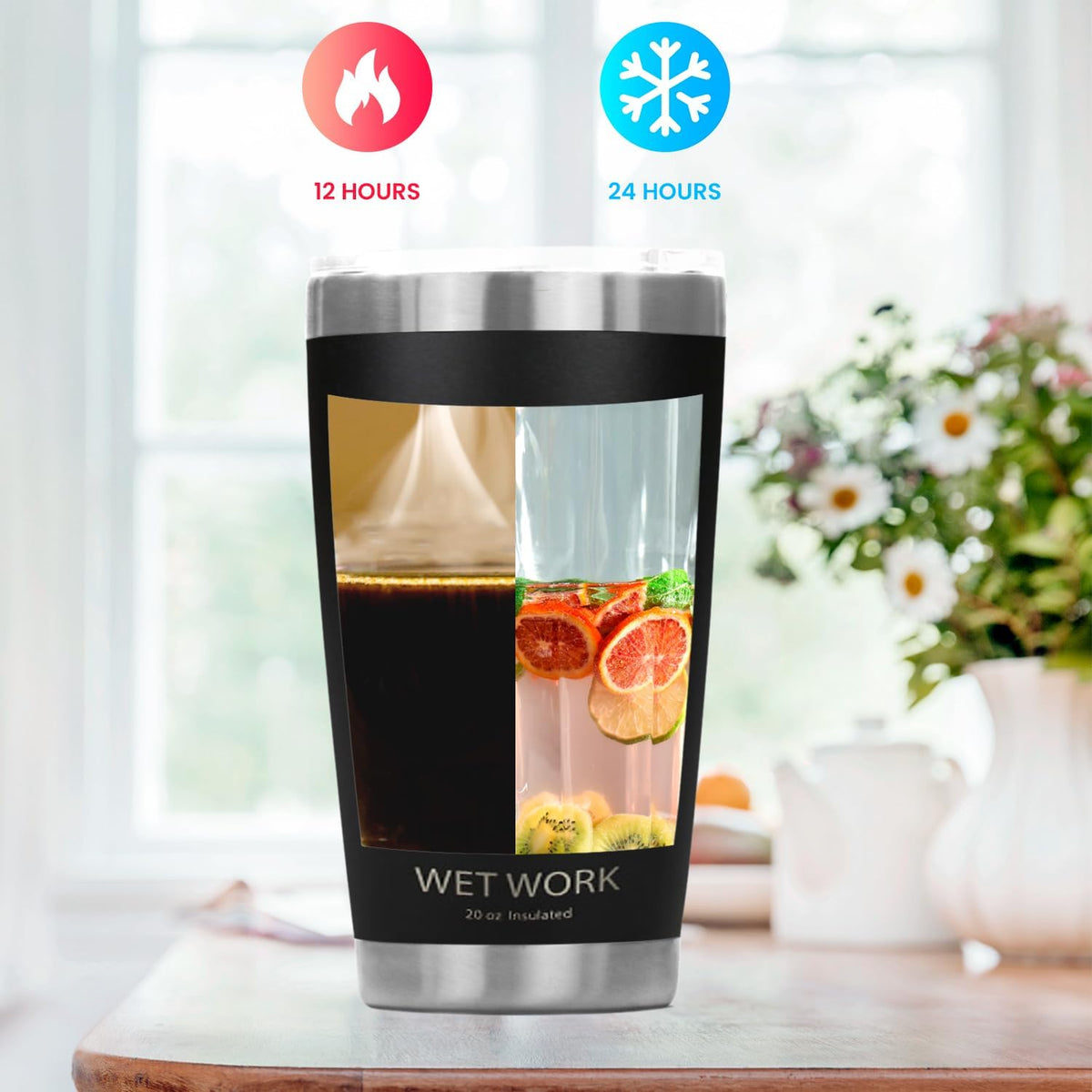 Double Wall Tumbler 20 oz Made from Durable Stainless Steel for Hot and Cold Drinks - Insulated Travel Mug for Coffee Tea Wine with Leak Proof Lid for Travel Hiking Camping Gifts - Blue