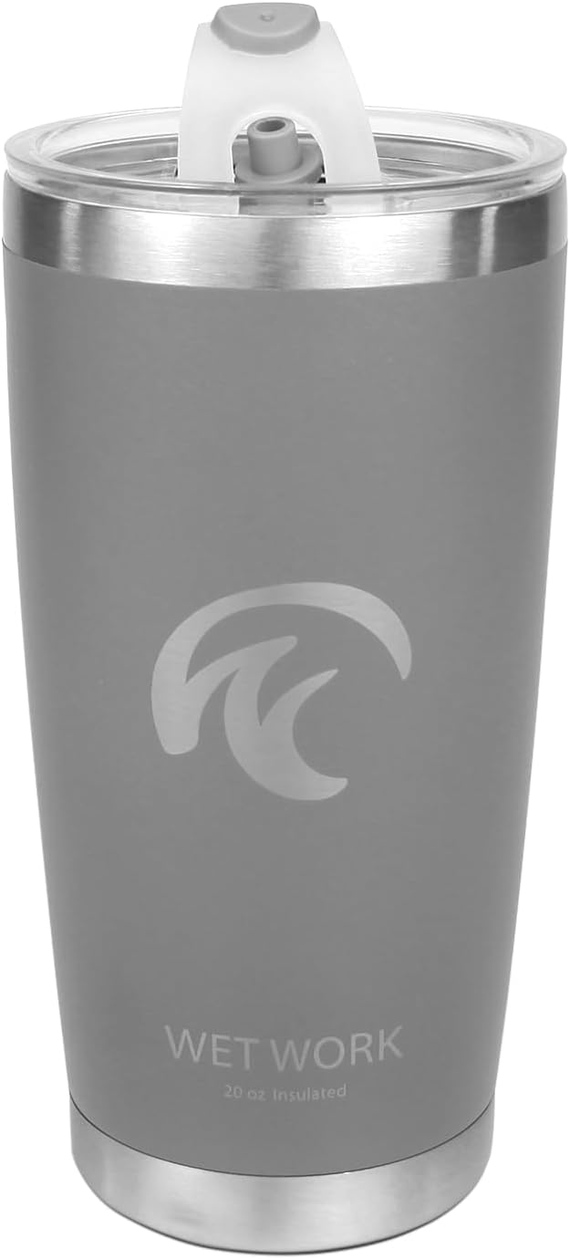 Double Wall Tumbler 20 oz Made from Durable Stainless Steel for Hot and Cold Drinks - Insulated Travel Mug for Coffee Tea Wine with Leak Proof Lid for Travel Hiking Camping Gifts - Blue