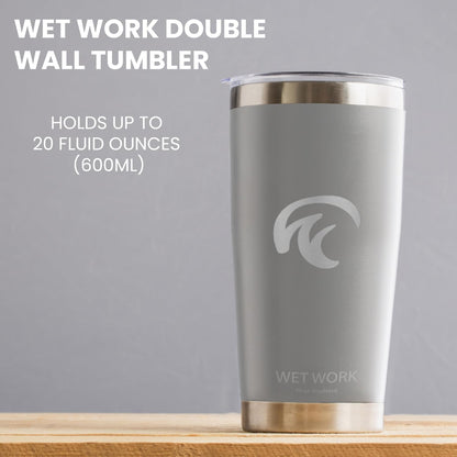 Double Wall Tumbler 20 oz Made from Durable Stainless Steel for Hot and Cold Drinks - Insulated Travel Mug for Coffee Tea Wine with Leak Proof Lid for Travel Hiking Camping Gifts - Blue