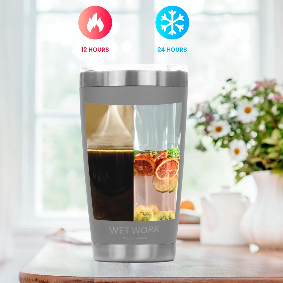 Double Wall Tumbler 20 oz Made from Durable Stainless Steel for Hot and Cold Drinks - Insulated Travel Mug for Coffee Tea Wine with Leak Proof Lid for Travel Hiking Camping Gifts - Blue