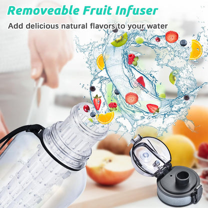 32 OZ Fruit Infuser Water Bottle with Time Maker, Clear