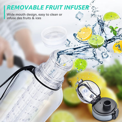 32 OZ Fruit Infuser Water Bottle with Time Maker, Clear