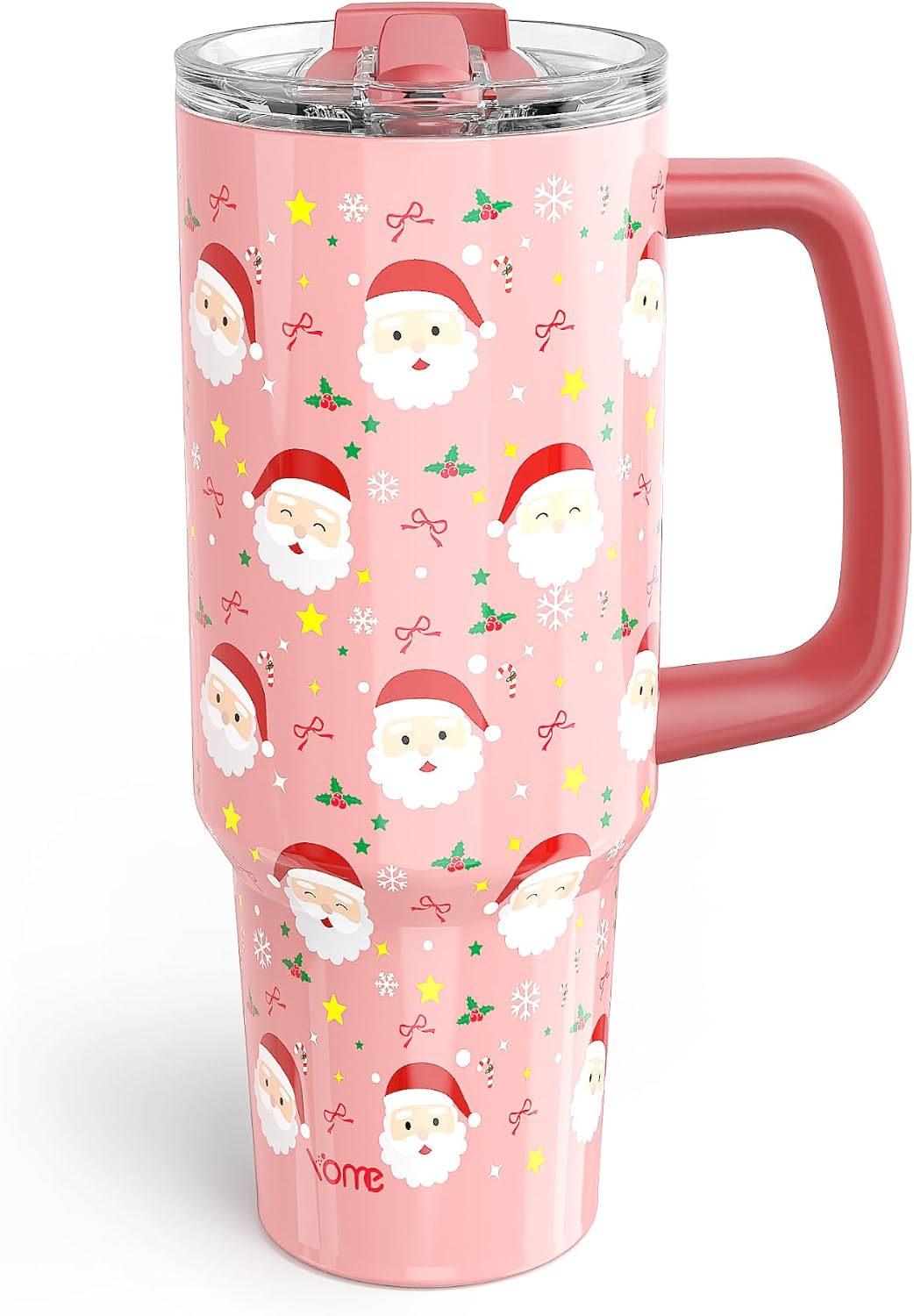 YOME 40oz Bow Cherry Tumbler Handle and Flip Straw | Stainless Steel Insulated Cute Water Bottle | Keeps Drinks Cold | Dishwasher Safe | Cupholder Friendly | Gift Gym Travel Yoga - Colors B