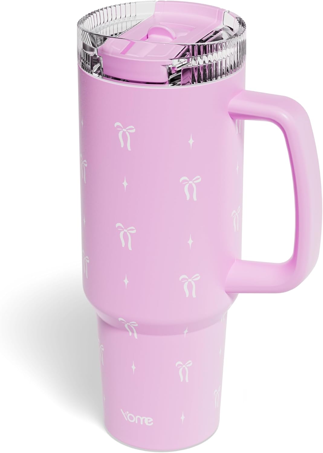 YOME 40oz Bow Cherry Tumbler Handle and Flip Straw | Stainless Steel Insulated Cute Water Bottle | Keeps Drinks Cold | Dishwasher Safe | Cupholder Friendly | Gift Gym Travel Yoga - Colors B