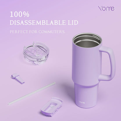 YOME 40oz Bow Cherry Tumbler Handle and Flip Straw | Stainless Steel Insulated Cute Water Bottle | Keeps Drinks Cold | Dishwasher Safe | Cupholder Friendly | Gift Gym Travel Yoga - Colors B