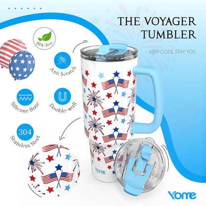 YOME 40oz Bow Cherry Tumbler Handle and Flip Straw | Stainless Steel Insulated Cute Water Bottle | Keeps Drinks Cold | Dishwasher Safe | Cupholder Friendly | Gift Gym Travel Yoga - Colors B