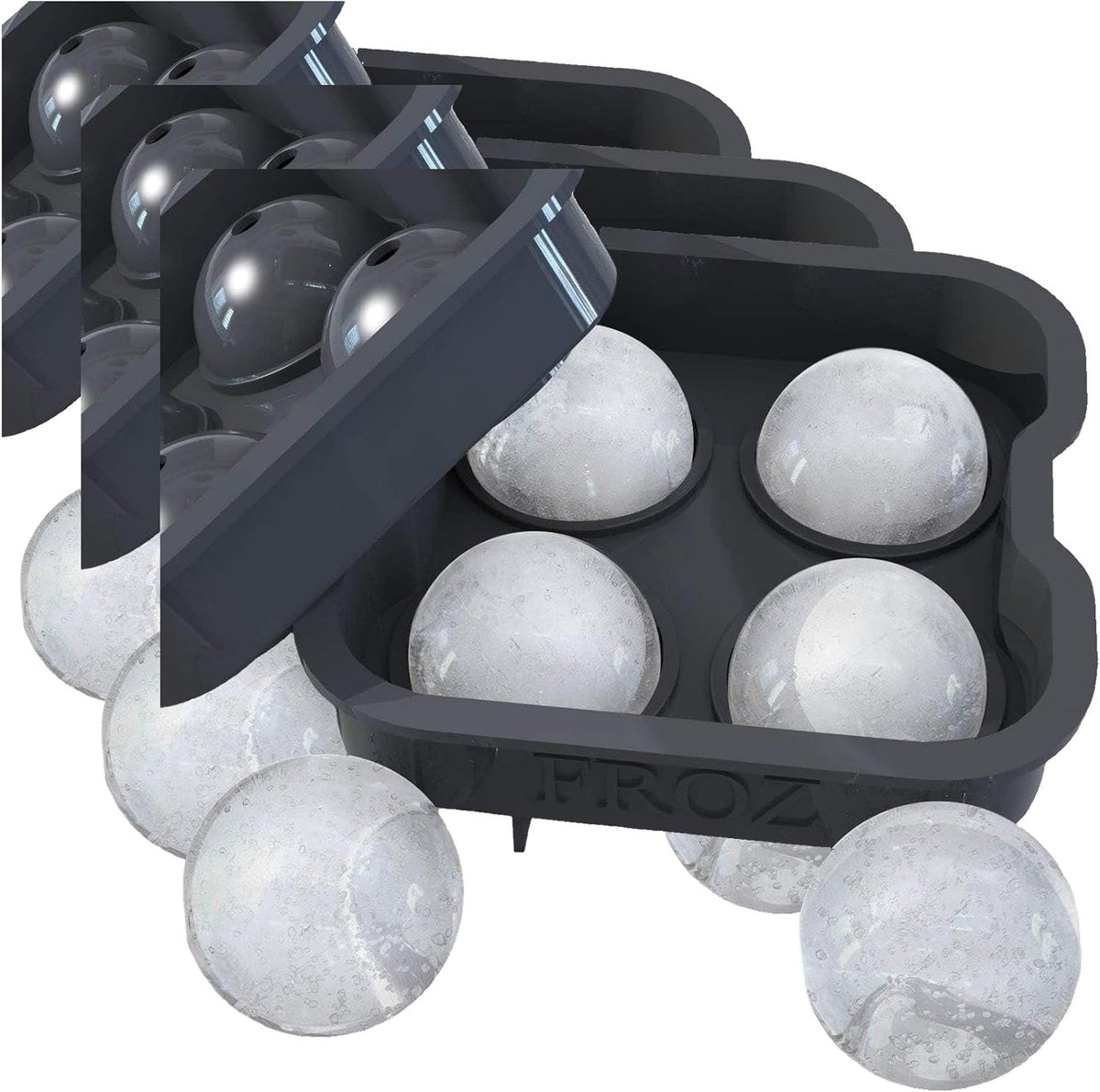 Housewares Solutions Froz Ice Ball Maker – Novelty Food-Grade Silicone Ice Mold Tray With 4 X 4.5cm Ball Capacity