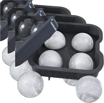 Housewares Solutions Froz Ice Ball Maker – Novelty Food-Grade Silicone Ice Mold Tray With 4 X 4.5cm Ball Capacity