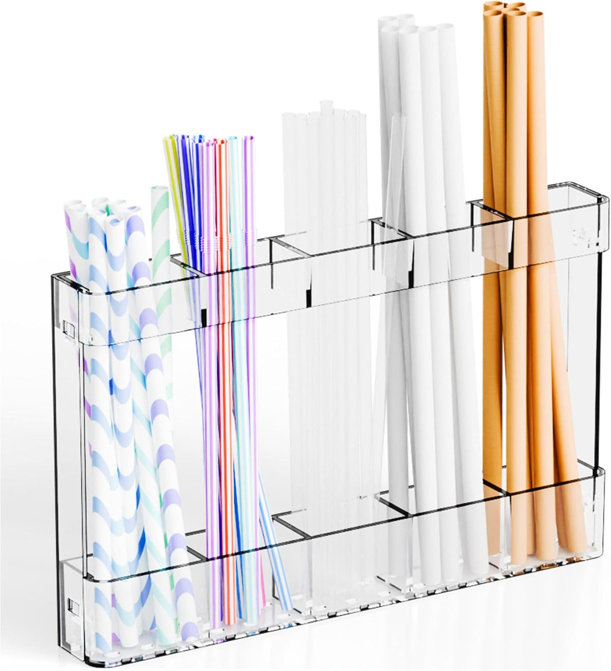 Acrylic Straw Holder for Cabinet Door- with Adhesive,No Damage Installation - 9.4 Inch Water Bottle,Cup,Drinking and Tumbler Reusable Straw Organizer Storage for Cupboard Door,Clear,Pack of 1
