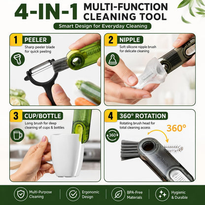 3-in-1 Cleaning Brush for Cups, Bottles & Keyboards, Multifunctional Detail Cleaning Tool for Lids, Gaps, Earbuds & Hard-to-Reach Areas, Compact Portable Cleaning Kit for Home, Office & Travel.