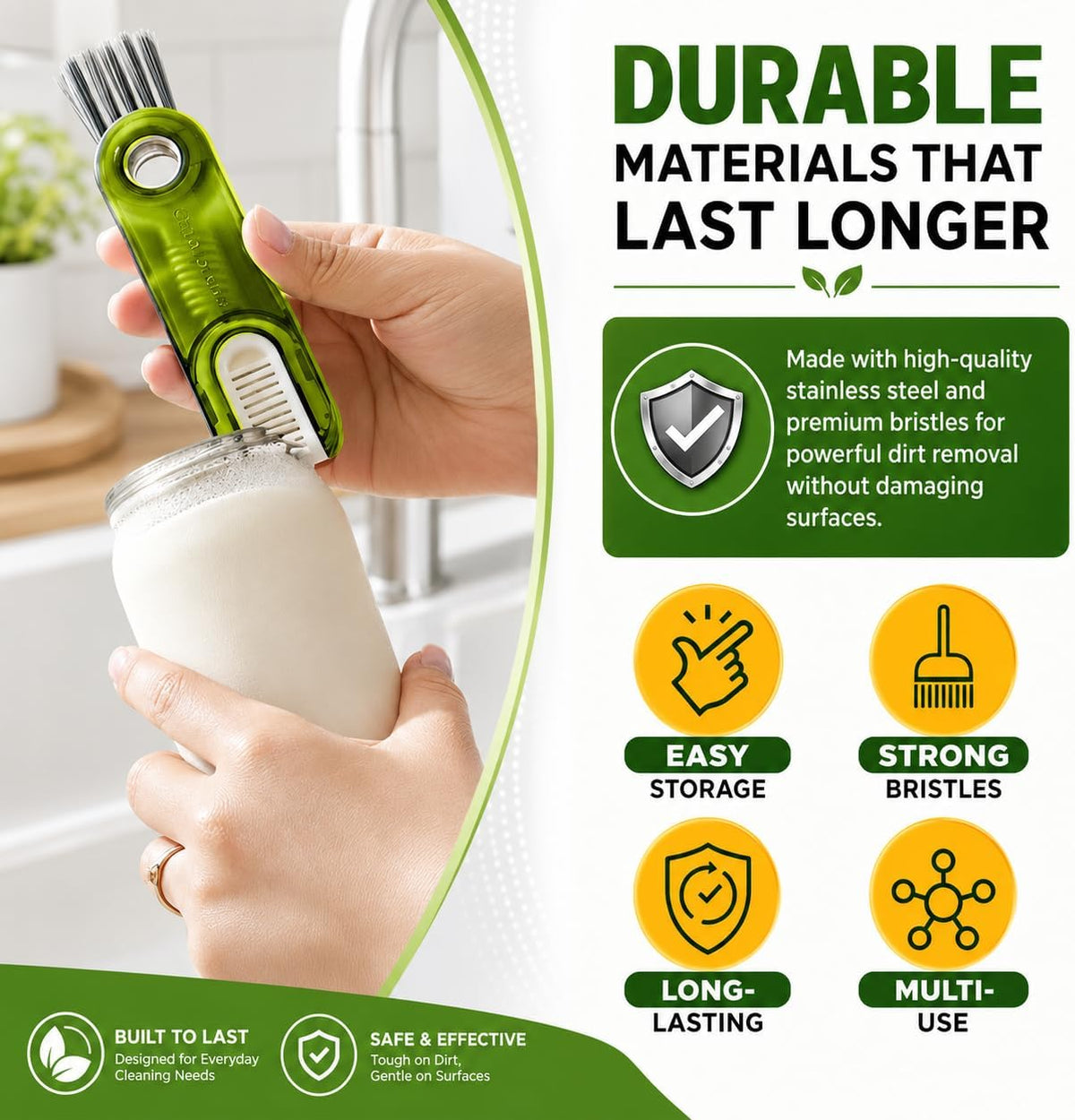 3-in-1 Cleaning Brush for Cups, Bottles & Keyboards, Multifunctional Detail Cleaning Tool for Lids, Gaps, Earbuds & Hard-to-Reach Areas, Compact Portable Cleaning Kit for Home, Office & Travel.