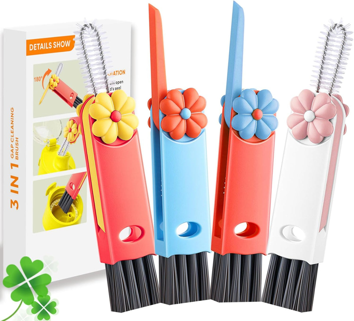 3 in 1 Cup Lid Cleaning Brush, Portable Water Bottle Brush, Multifunctional Bottle Cleaner Brush Set for Tight Spaces, Bottle Gaps, Tumblers, Travel Mug Caps