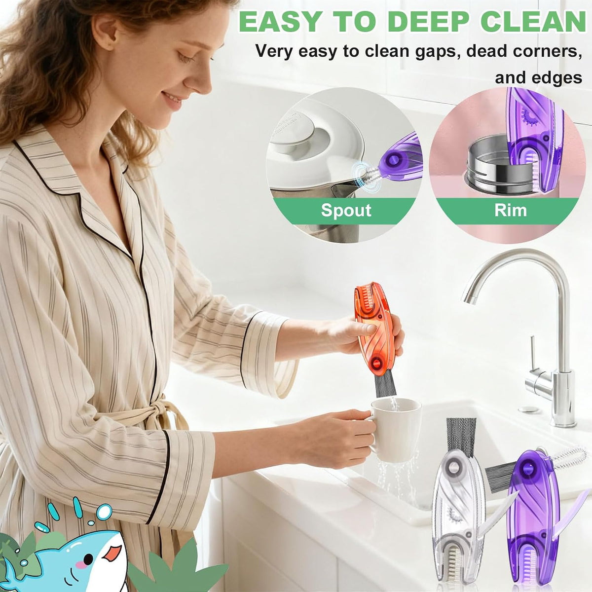 3 in 1 Cup Lid Cleaning Brush, Portable Water Bottle Brush, Multifunctional Bottle Cleaner Brush Set for Tight Spaces, Bottle Gaps, Tumblers, Travel Mug Caps