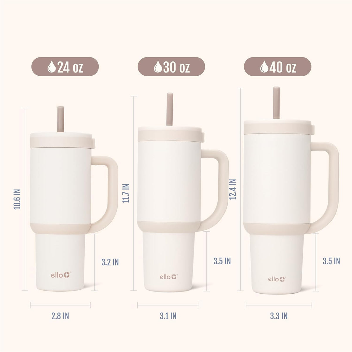 Oasis 30oz Insulated Stainless Steel Tumbler with Straw, Cream Tonal