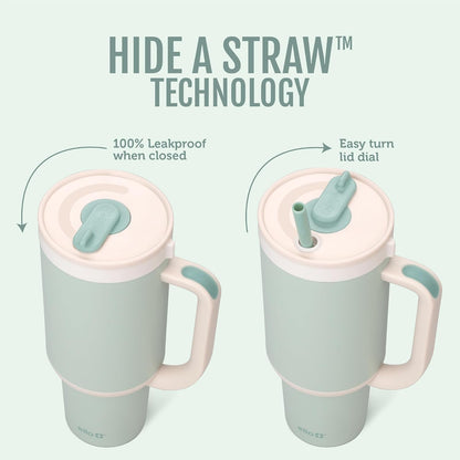 Oasis 30oz Insulated Stainless Steel Tumbler with Straw, Cream Tonal