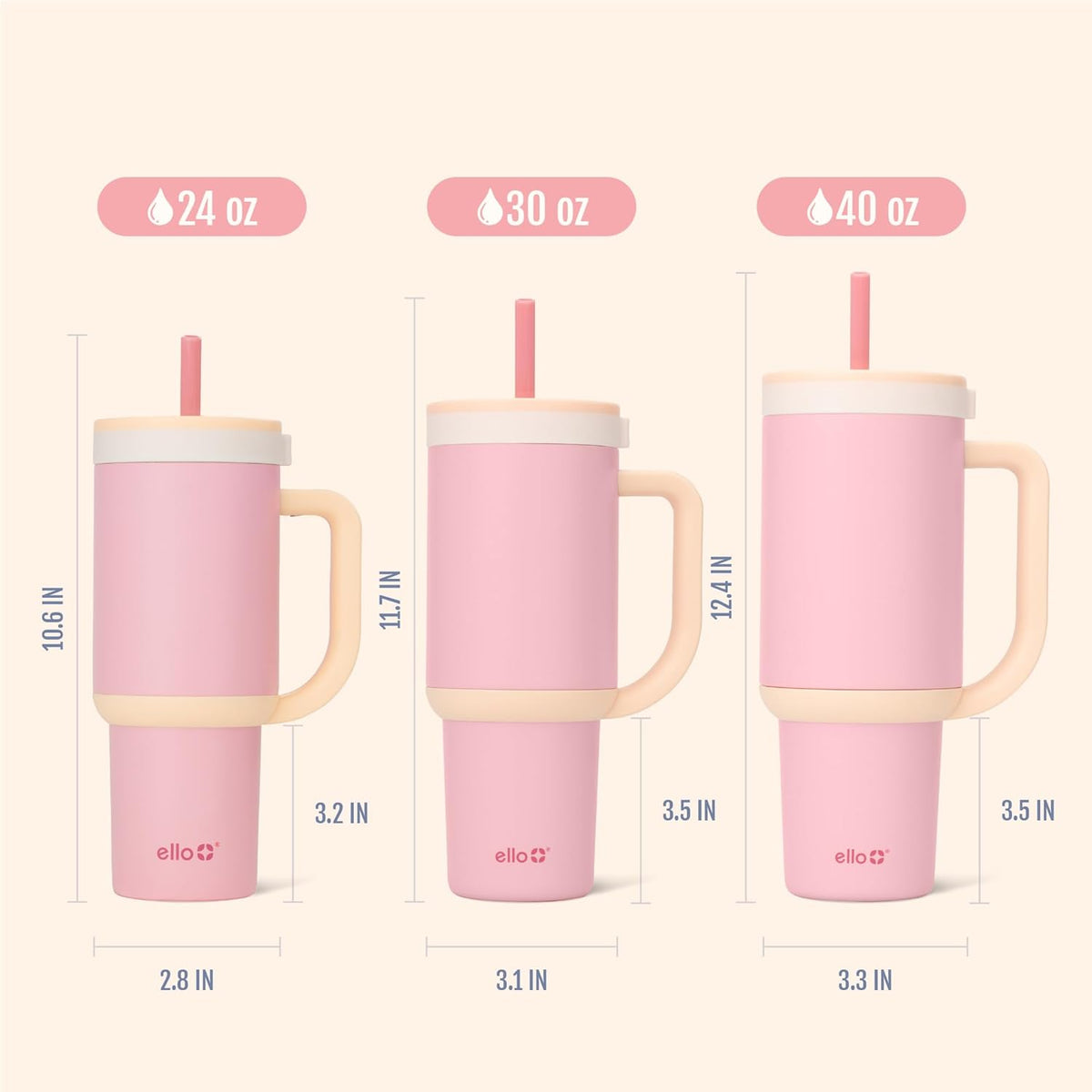 Oasis 30oz Insulated Stainless Steel Tumbler with Straw, Cream Tonal
