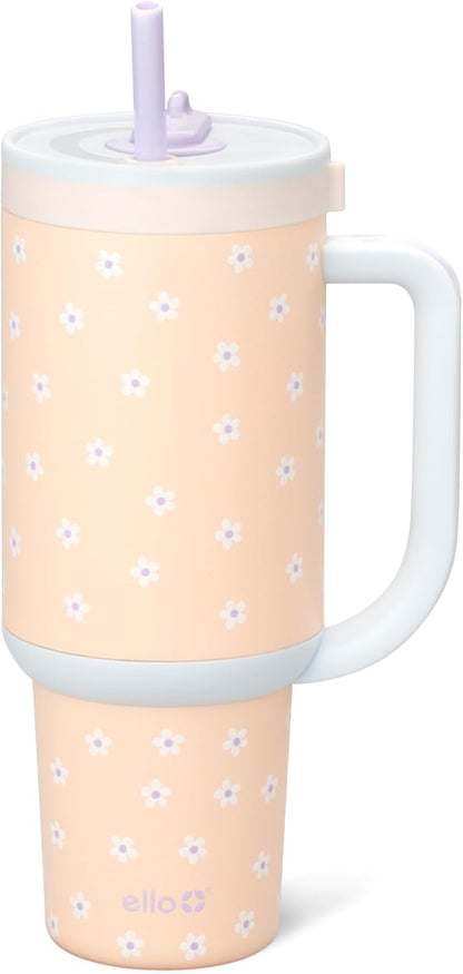 Oasis 30oz Insulated Stainless Steel Tumbler with Straw, Cream Tonal