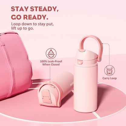 24 oz Stainless Steel Water Bottle: 2-in-1 Push-Button Spout & Quick-Flip Straw, Leakproof, Cold 24Hrs, Fits Car Cup Holder, Insulated Vacuum Flask for Sports, Trip, School Gift (Storm Hammer) - Colors A