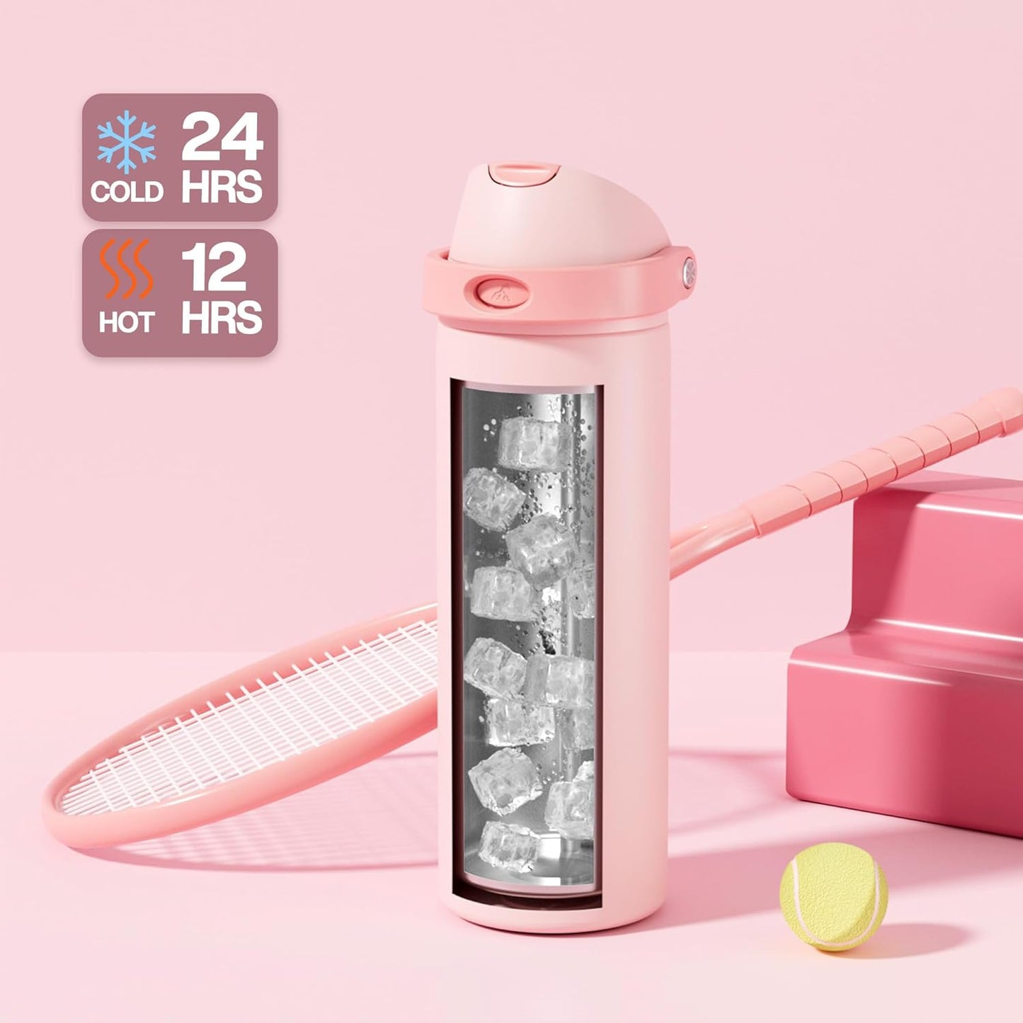 24 oz Stainless Steel Water Bottle: 2-in-1 Push-Button Spout & Quick-Flip Straw, Leakproof, Cold 24Hrs, Fits Car Cup Holder, Insulated Vacuum Flask for Sports, Trip, School Gift (Storm Hammer) - Colors A