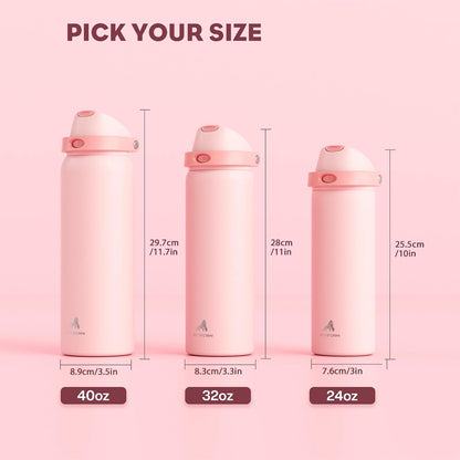 24 oz Stainless Steel Water Bottle: 2-in-1 Push-Button Spout & Quick-Flip Straw, Leakproof, Cold 24Hrs, Fits Car Cup Holder, Insulated Vacuum Flask for Sports, Trip, School Gift (Storm Hammer) - Colors A