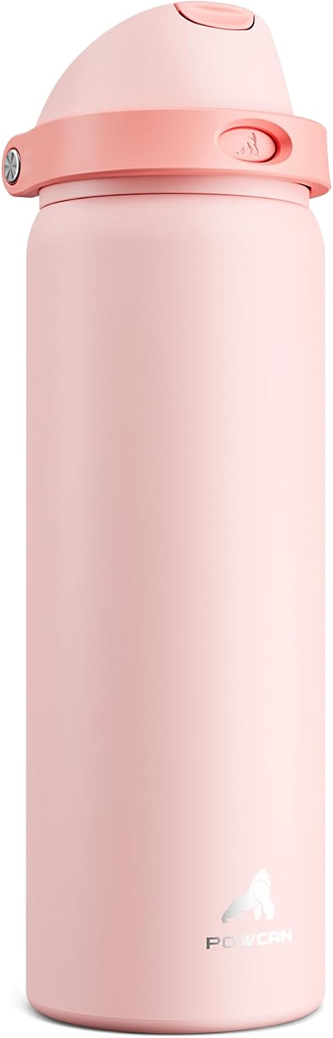 24 oz Stainless Steel Water Bottle: 2-in-1 Push-Button Spout & Quick-Flip Straw, Leakproof, Cold 24Hrs, Fits Car Cup Holder, Insulated Vacuum Flask for Sports, Trip, School Gift (Storm Hammer) - Colors A