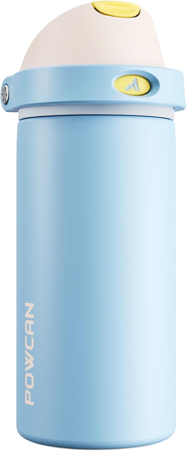 24 oz Stainless Steel Water Bottle: 2-in-1 Push-Button Spout & Quick-Flip Straw, Leakproof, Cold 24Hrs, Fits Car Cup Holder, Insulated Vacuum Flask for Sports, Trip, School Gift (Storm Hammer) - Colors A