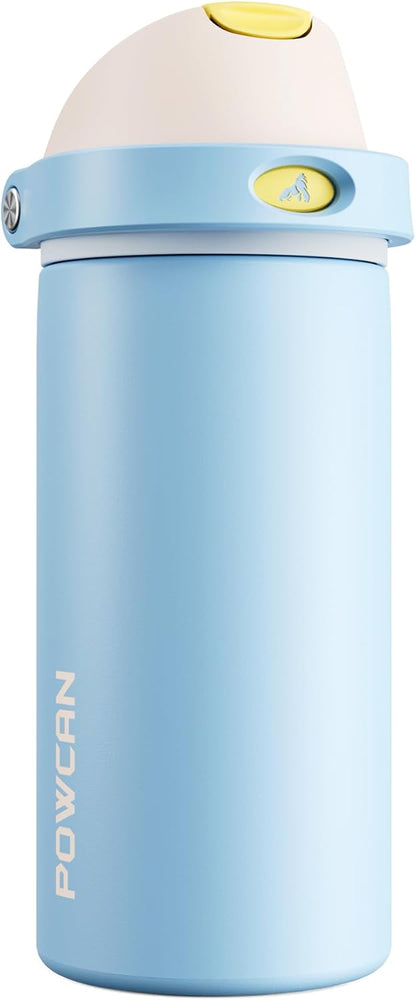 24 oz Stainless Steel Water Bottle: 2-in-1 Push-Button Spout & Quick-Flip Straw, Leakproof, Cold 24Hrs, Fits Car Cup Holder, Insulated Vacuum Flask for Sports, Trip, School Gift (Storm Hammer) - Colors A