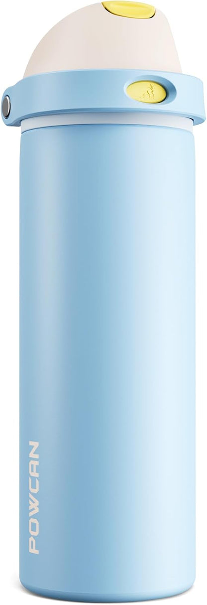 24 oz Stainless Steel Water Bottle: 2-in-1 Push-Button Spout & Quick-Flip Straw, Leakproof, Cold 24Hrs, Fits Car Cup Holder, Insulated Vacuum Flask for Sports, Trip, School Gift (Storm Hammer) - Colors A