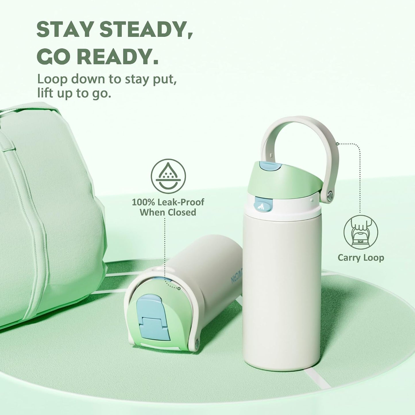 24 oz Stainless Steel Water Bottle: 2-in-1 Push-Button Spout & Quick-Flip Straw, Leakproof, Cold 24Hrs, Fits Car Cup Holder, Insulated Vacuum Flask for Sports, Trip, School Gift (Storm Hammer) - Colors A