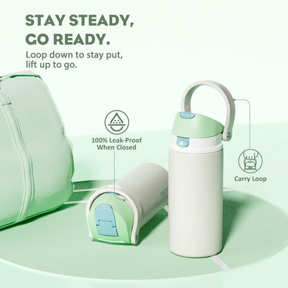 24 oz Stainless Steel Water Bottle: 2-in-1 Push-Button Spout & Quick-Flip Straw, Leakproof, Cold 24Hrs, Fits Car Cup Holder, Insulated Vacuum Flask for Sports, Trip, School Gift (Storm Hammer) - Colors A